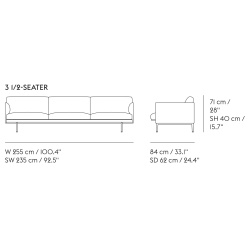 Outline 3,5-seater sofa –  Refine cognac leather + black legs - Muuto