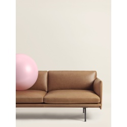 Outline 3,5-seater sofa –  Refine cognac leather + black legs - Muuto