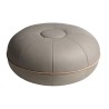 Fritz Hansen Pouf – Ø50 x H24 cm – Polished leather / Canvas Grey