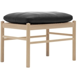 chêne huilé blanchi + cuir Sif 98 - ottoman Colonial OW149-F - Carl Hansen & Søn