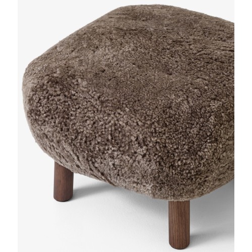 Little Petra pouf - Sahara sheepskin + oiled walnut - &Tradition