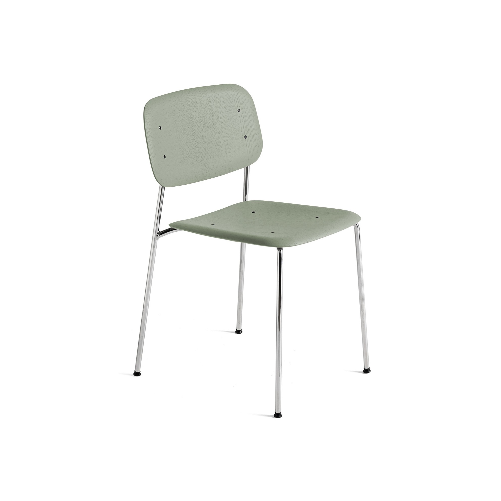 chêne dusty green + pieds chromés - chaise Soft Edge 40 - HAY