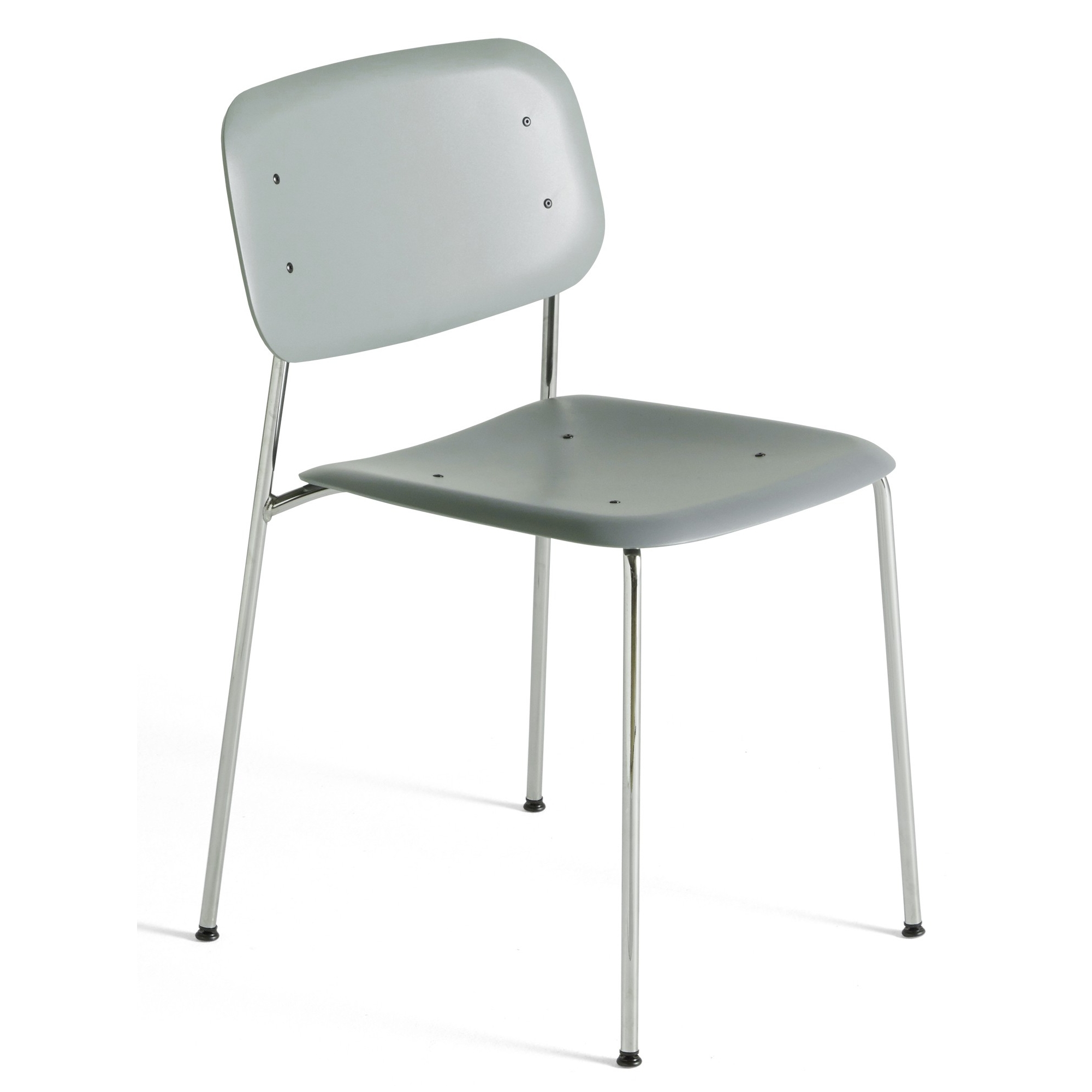 dusty green + chromed legs - Soft Edge 45 polypropylene chair - HAY