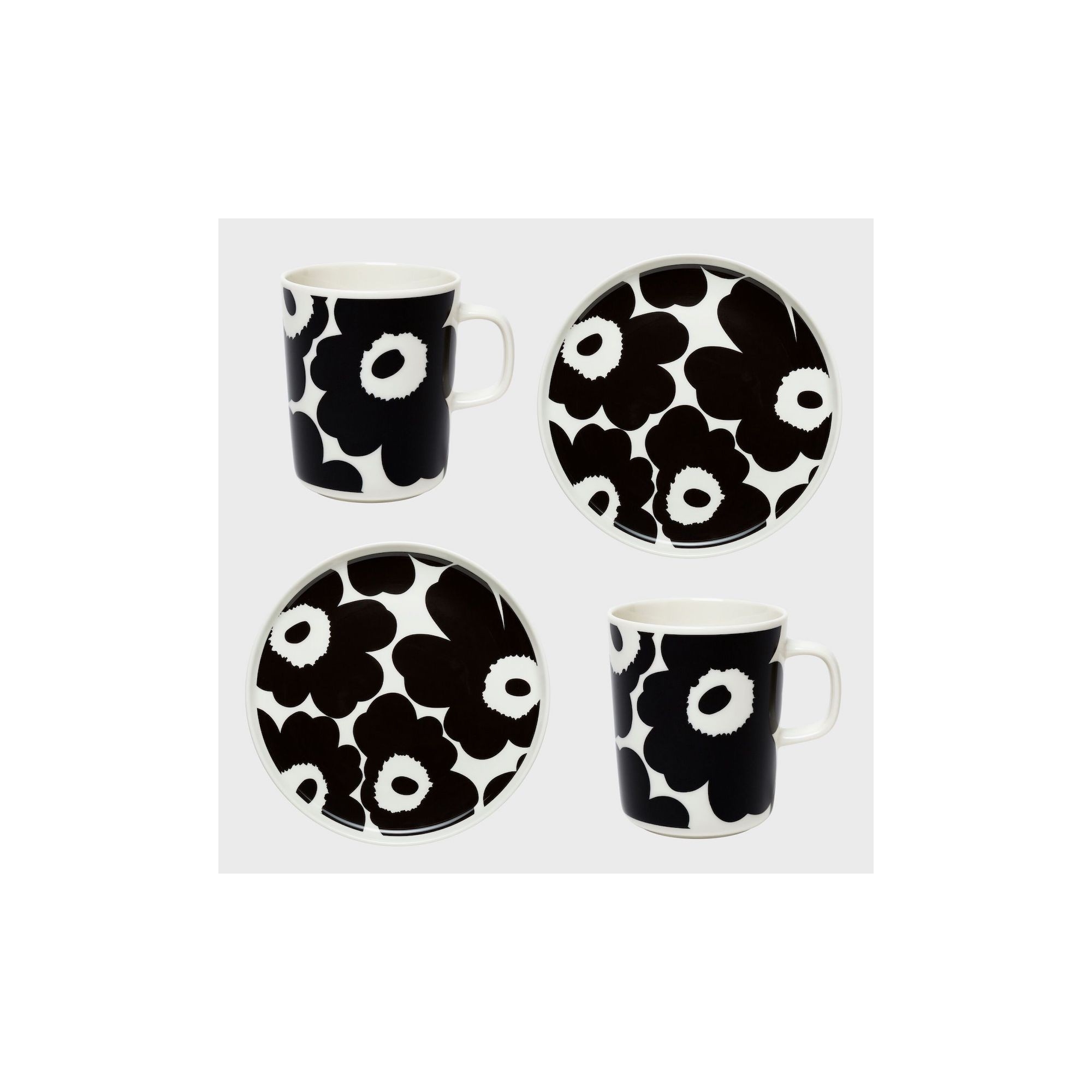 - Marimekko Oiva / Unikko breakfast set - 2 pcs mug + plate - Unikko - 190