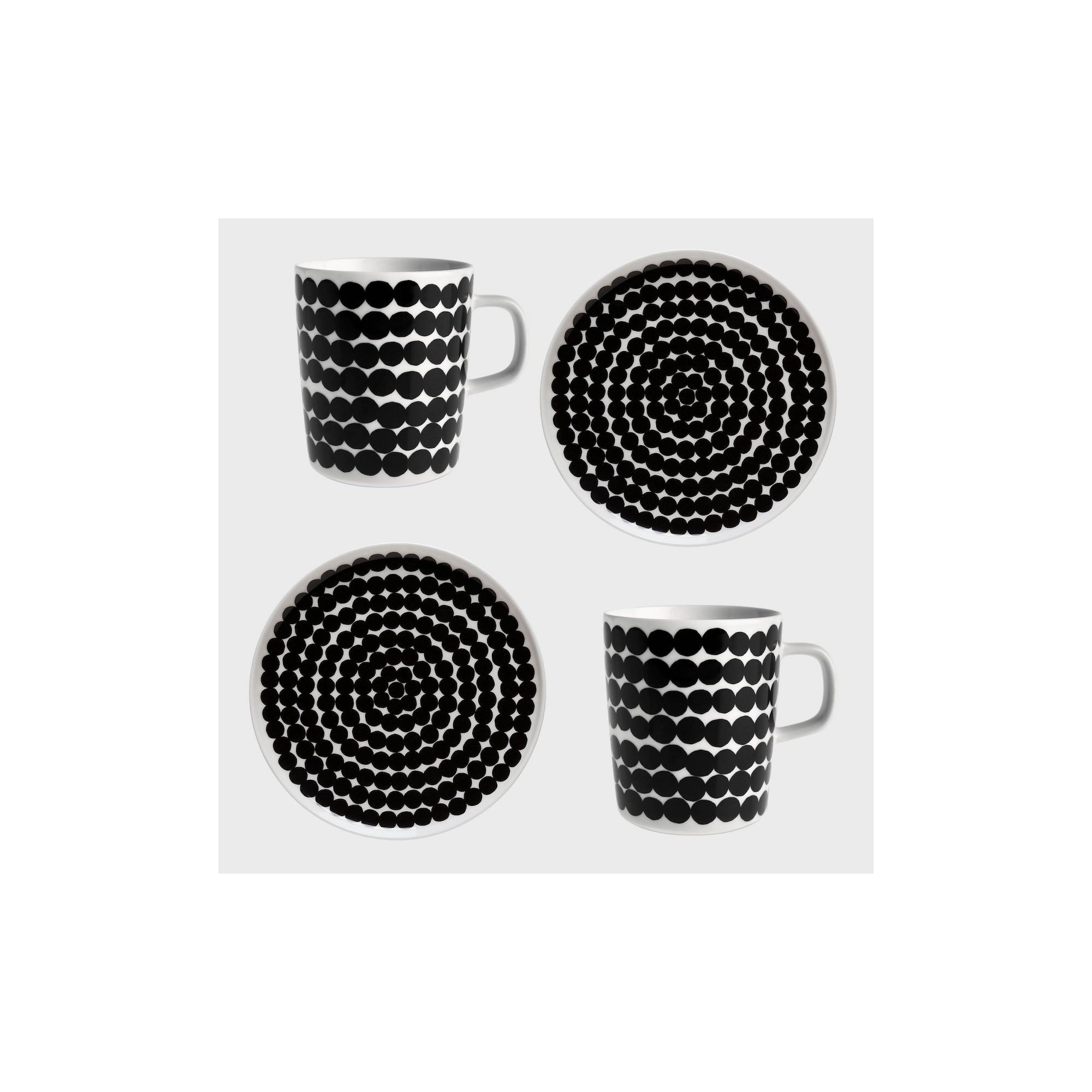 - Marimekko Oiva / Siirtolapuutarha breakfast set - 2 pcs mug + plate - Räsymatto - 190