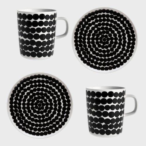 - Marimekko Oiva / Siirtolapuutarha breakfast set - 2 pcs mug + plate - Räsymatto - 190