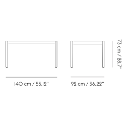 140 x 92 cm – black linoleum tabletop + black base – Workshop Table - Muuto