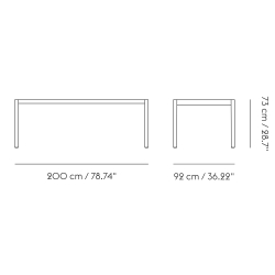 200 x 92 cm – plateau linoléum noir + base noire – Table Workshop - Muuto