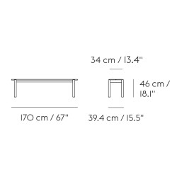 170cm chêne - banc Linear - Muuto