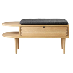 wool, grey - seat cushion Radius bench Small - FDB Møbler