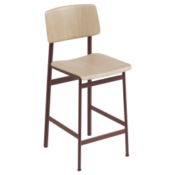 H65cm - rouge profond/chêne - tabouret de bar Loft - Muuto