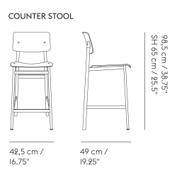 H65cm - rouge profond/chêne - tabouret de bar Loft - Muuto