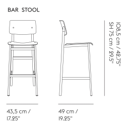 H75cm - black/oak - Loft bar stool - Muuto