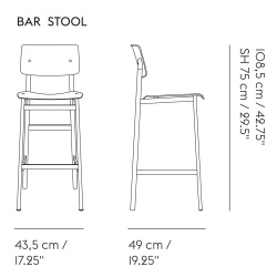 H75cm - deep red/oak - Loft bar stool - Muuto