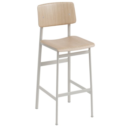 H75cm - grey/oak - Loft bar stool - Muuto