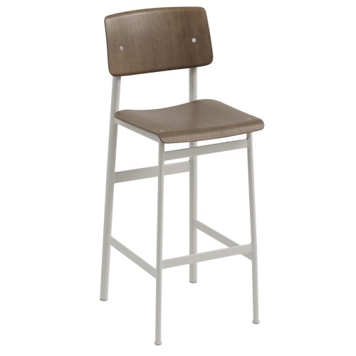 H75cm - gris/teinté brun foncé - tabouret de bar Loft - Muuto