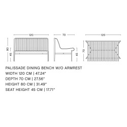 Dining bench without armrest - Palissade olive - HAY