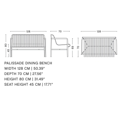 banc de table avec accoudoirs - Palissade galvanisé - HAY