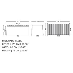 table 170 x 90 cm - Palissade gris - HAY