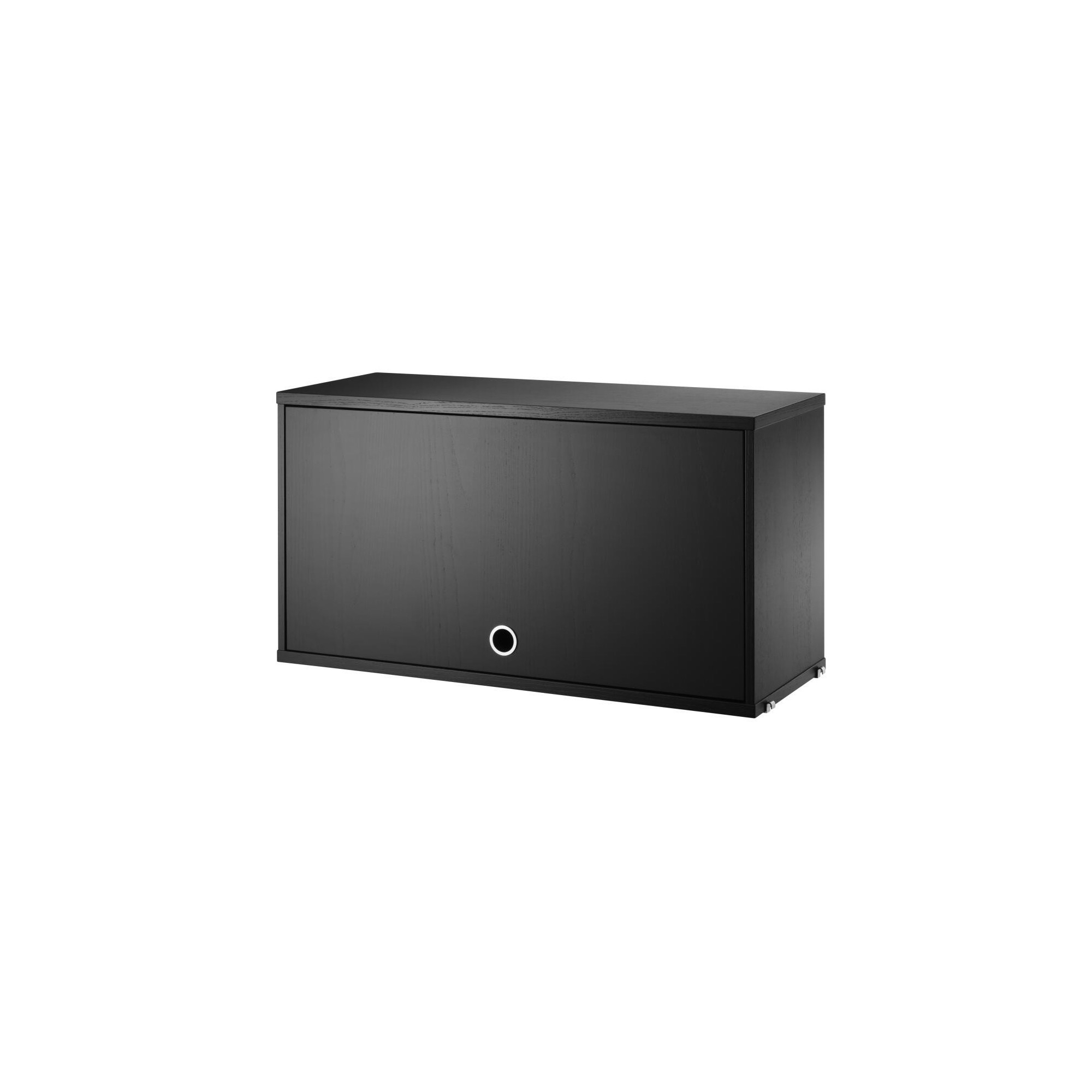 Cabinet porte flip - frêne teinté noir - L78xP30xH42 cm - String Furniture