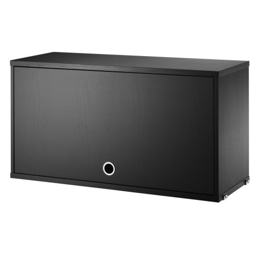 Cabinet porte flip - frêne teinté noir - L78xP30xH42 cm - String Furniture