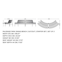 2 bancs de table out out - Palissade Park olive - HAY