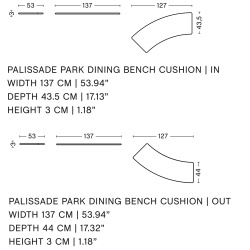 dining benches in out - 2 cushions - Palissade Park - HAY