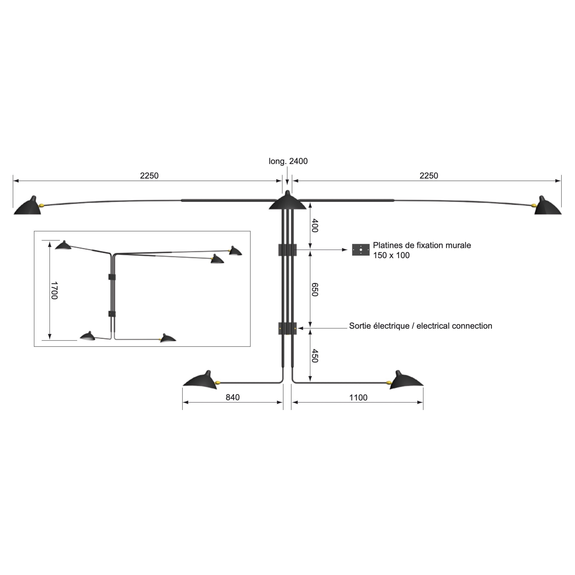 Sconce 5 rotating arms