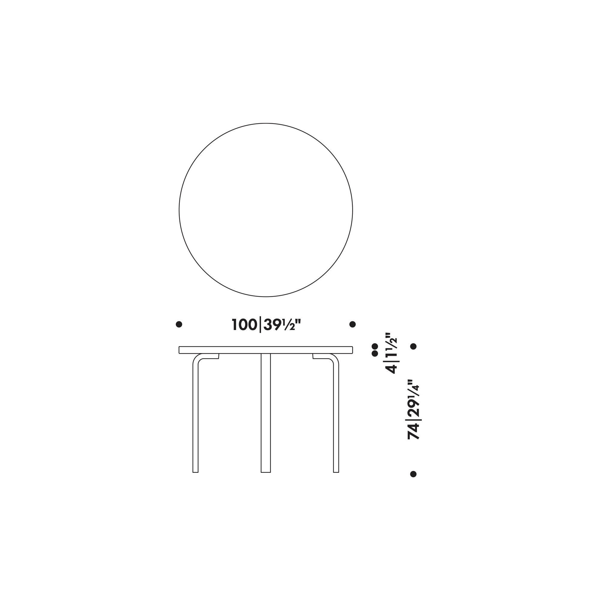 Ø100cm - 90A table - Artek