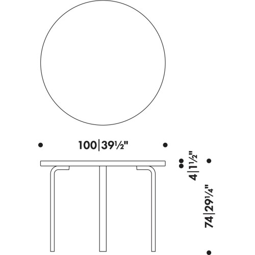 Ø100cm - table 90A - Artek