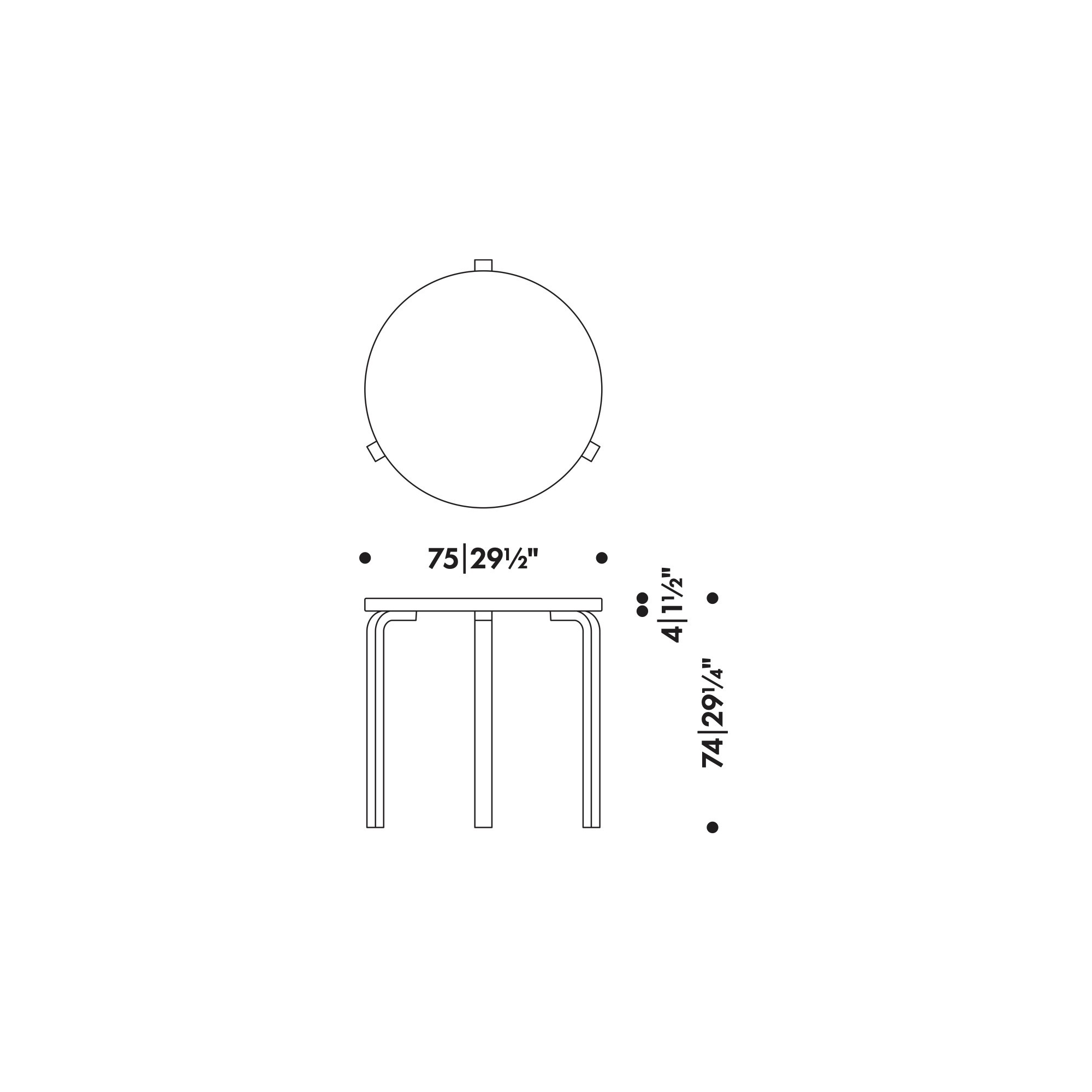 Ø75cm - 90B table - Artek