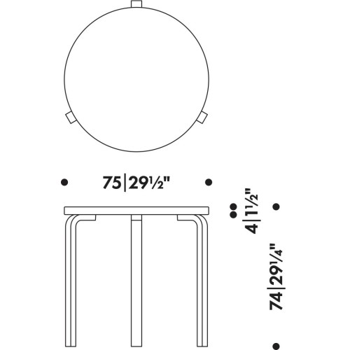 Ø75cm - 90B table - Artek