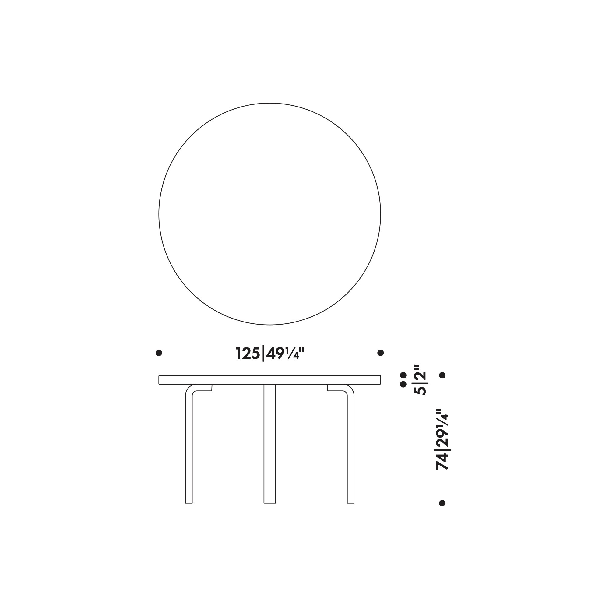 Ø125cm - 91 table - Artek