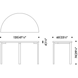 120 x 60cm - table 95 - Artek