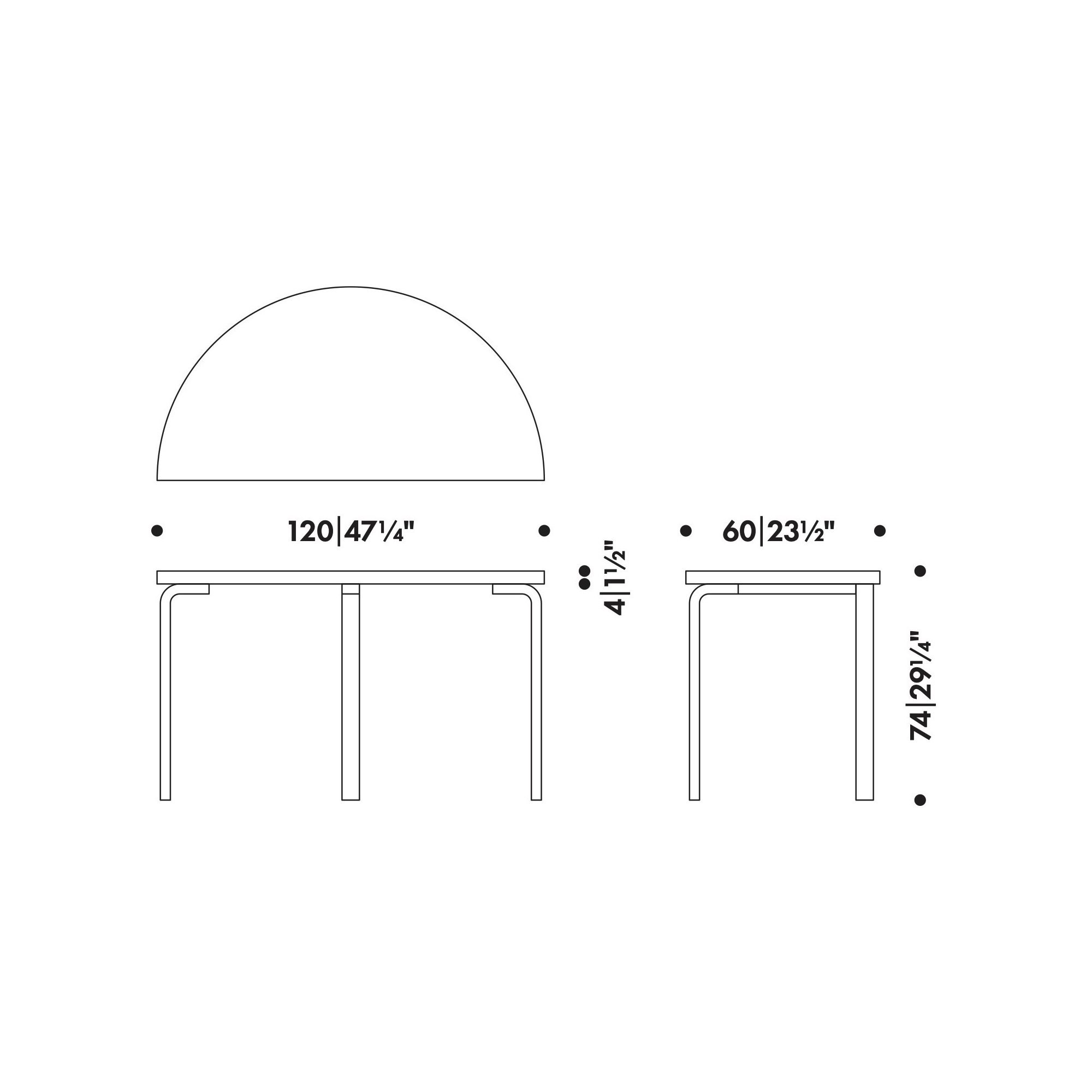 120 x 60cm - table 95 - Artek