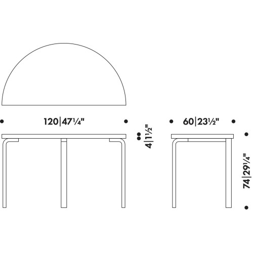 120 x 60cm - table 95 - Artek