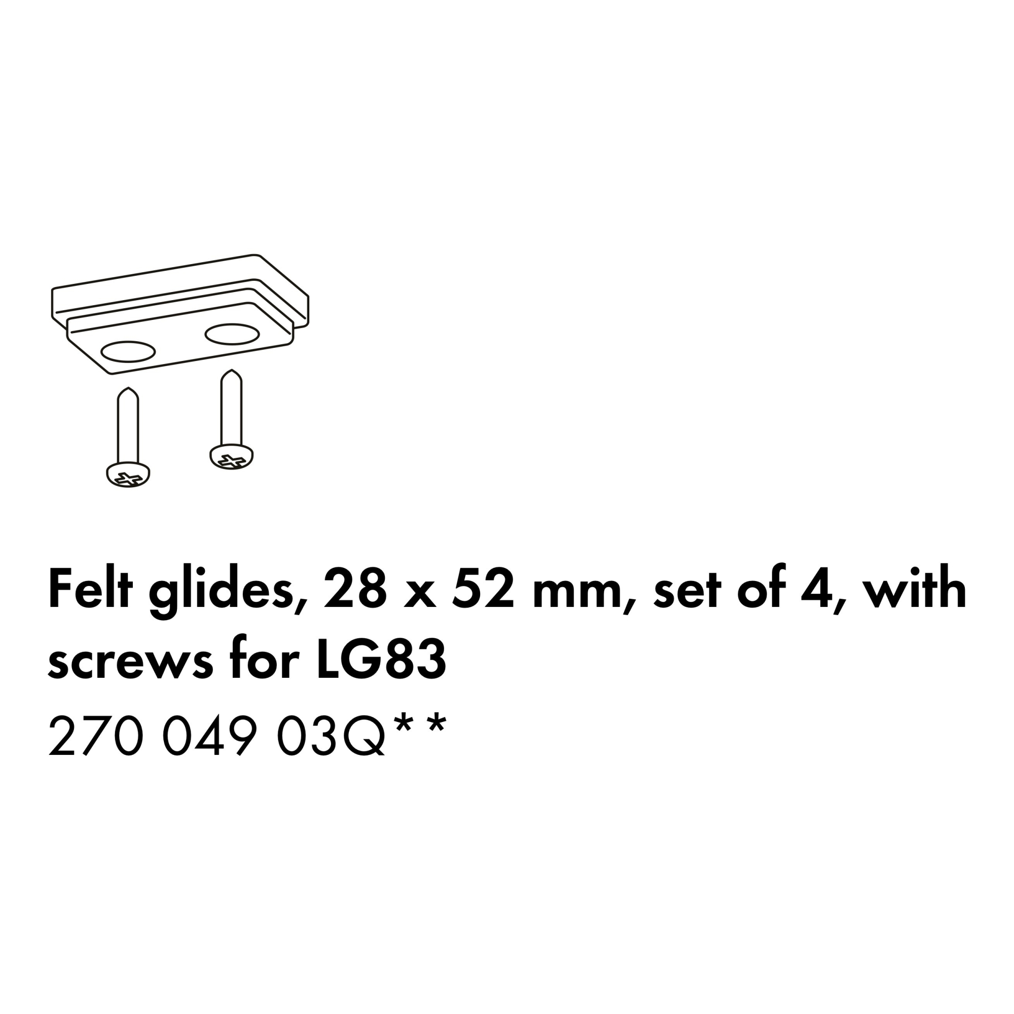 4 felt glides 28 x 52 mm for 4 patins feutres 28 x 52 mm for 82A-B, 83, 86, 86A, 91, 97 tables and Daybed 710 (27004903) - Artek