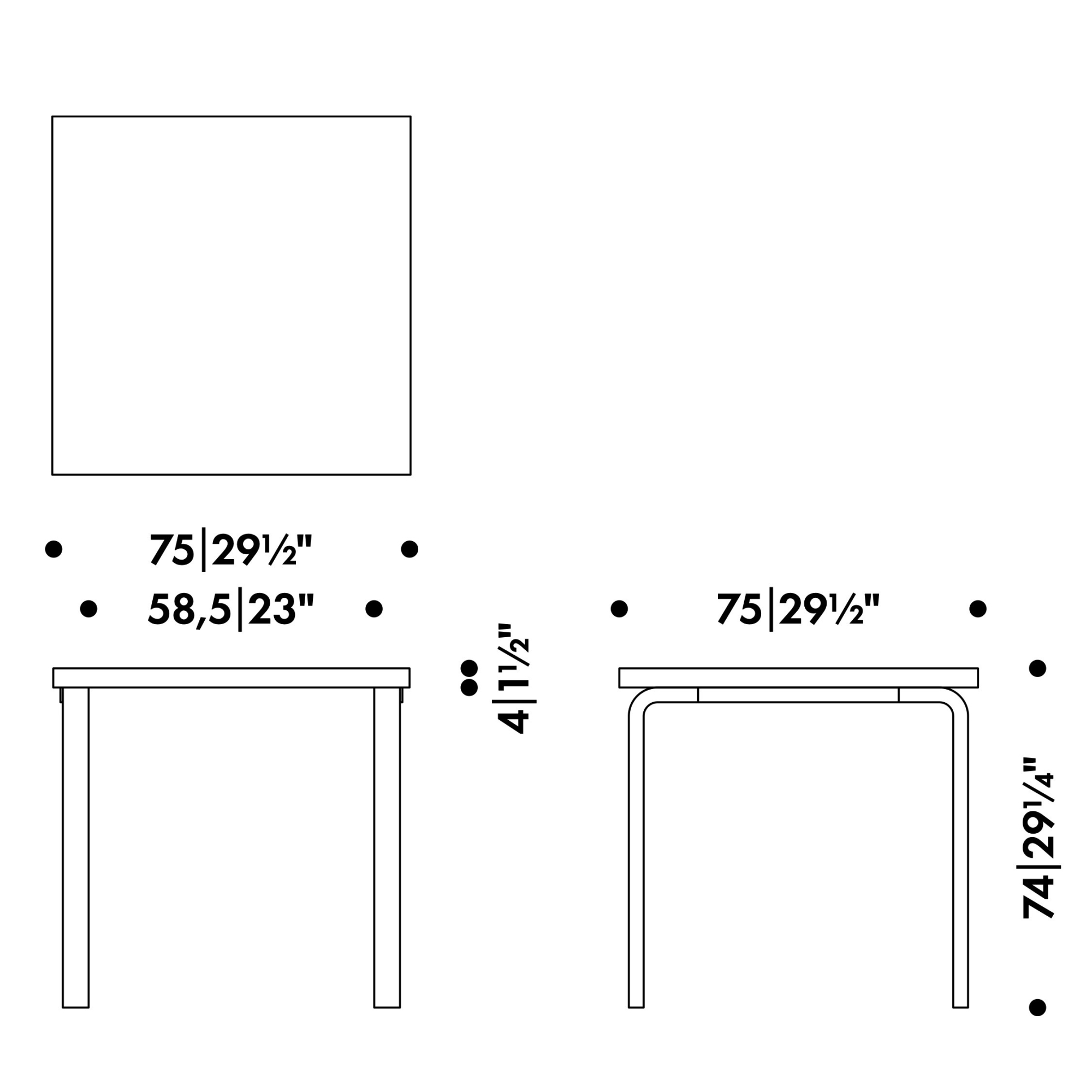 75x75cm - table 81C - Artek