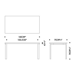 150x75cm - table 81A - Artek