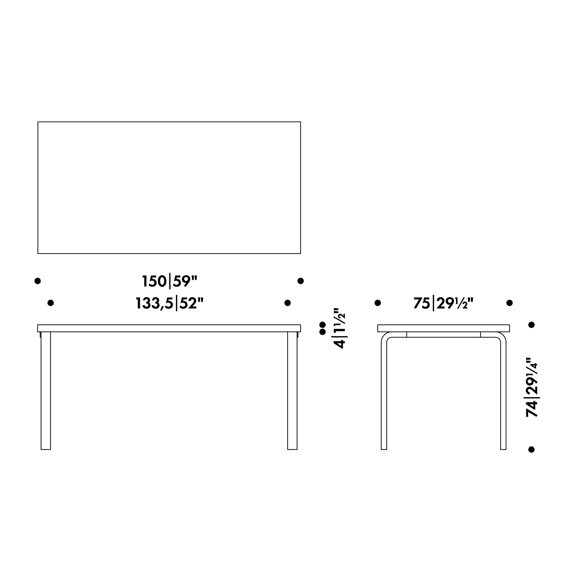 150x75cm - table 81A - Artek