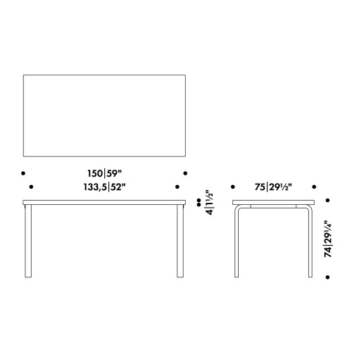 150x75cm - table 81A - Artek