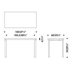 120x60cm - 80A table - Artek