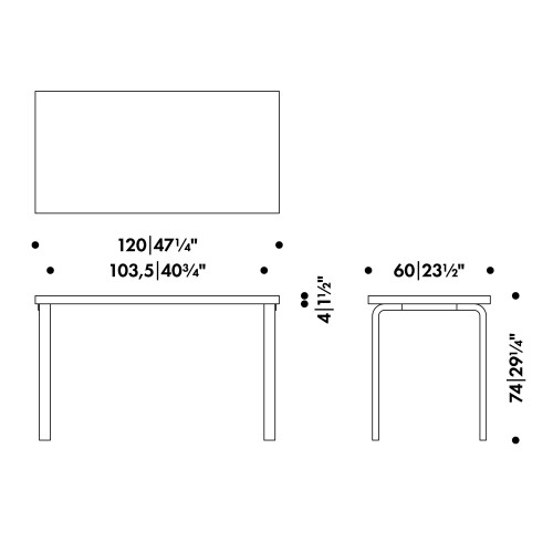 120x60cm - table 80A - Artek