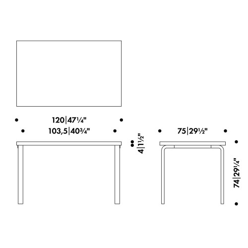 120x75cm - table 81B - Artek