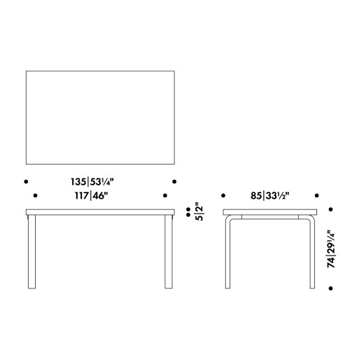 135x85cm - table 82B - Artek