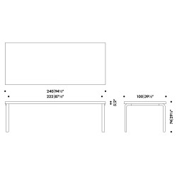 240x100cm - 86A table - Artek