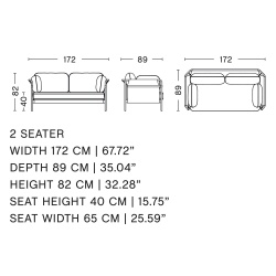 Steelcut 655 fabric - black canvas - chrome legs - Can 2 seater - HAY