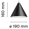 suspension String Light – cône noir / contrôle par application – Flos