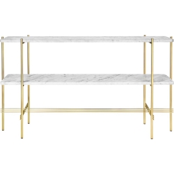 white marble - 2 trays - brass base - TS rectangular console - Gubi