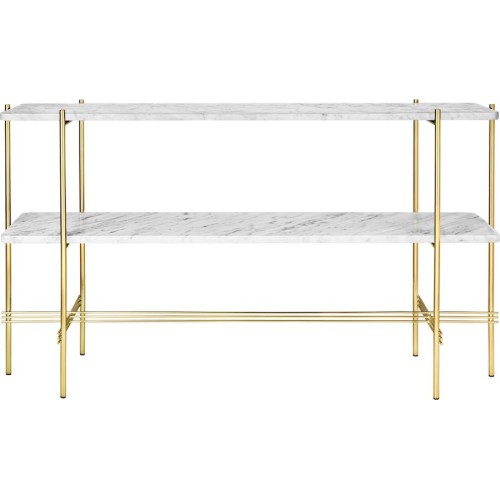 white marble - 2 trays - brass base - TS rectangular console - Gubi